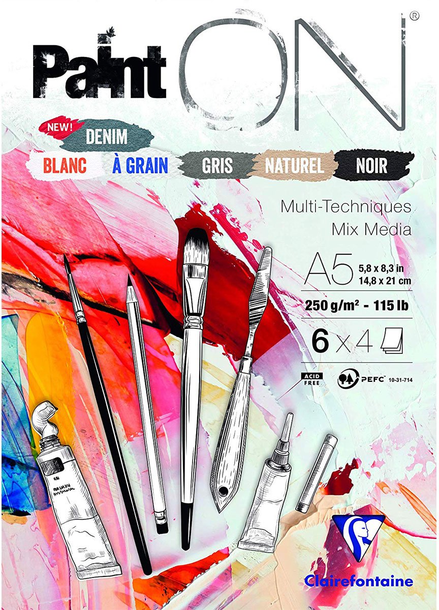   Paint-ON A5 Formaat Blok – 6 Kleuren 24 vel (6 x 4 vel), 250 grams