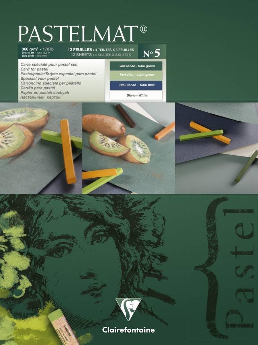 Pastelmat nr 5 360 grams 12 vel in 4 kleuren voor droge pastels 30 x 40 cm