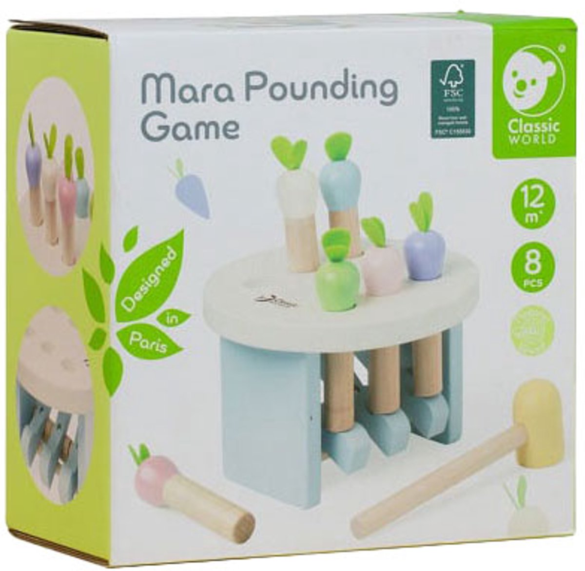 Classic World houten hamerbank educatief speelgoed - wortels slaan.