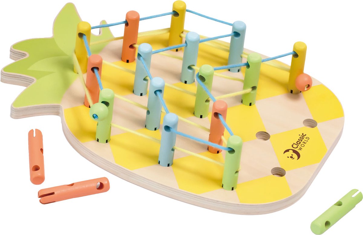 Classic World houten verbindingsspel ananas - educatief speelgoed 21-delig.