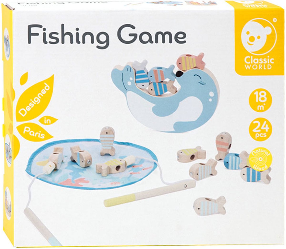 classic world houten visspel zeehond, 24dlg.