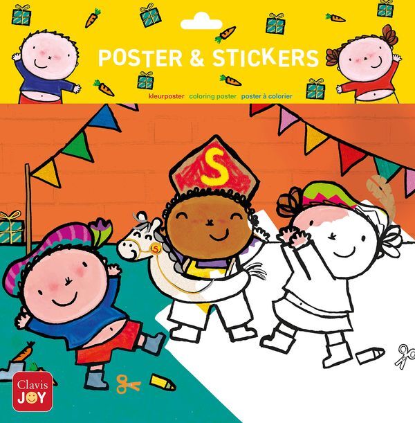 Kleurposter Karel en Kaatje spelen sinterklaas