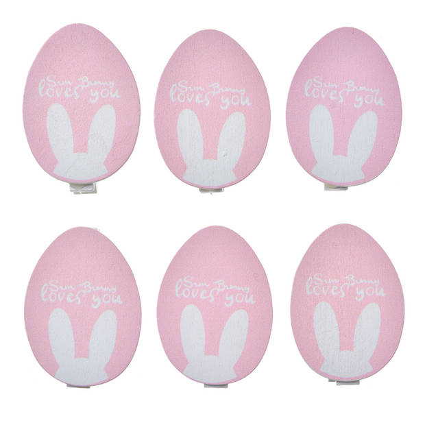 Clayre & Eef Decoratieve Knijpers Ei 3x1x5 cm Roze Hout Roze