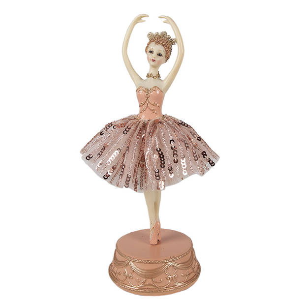 Clayre & Eef Muziekdoos Ballerina Ø 11x29 cm Roze Polyresin Roze