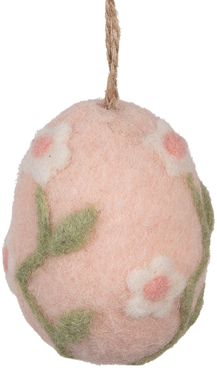 Clayre & Eef Paashanger Ei Ø 6x8 cm Roze Textiel