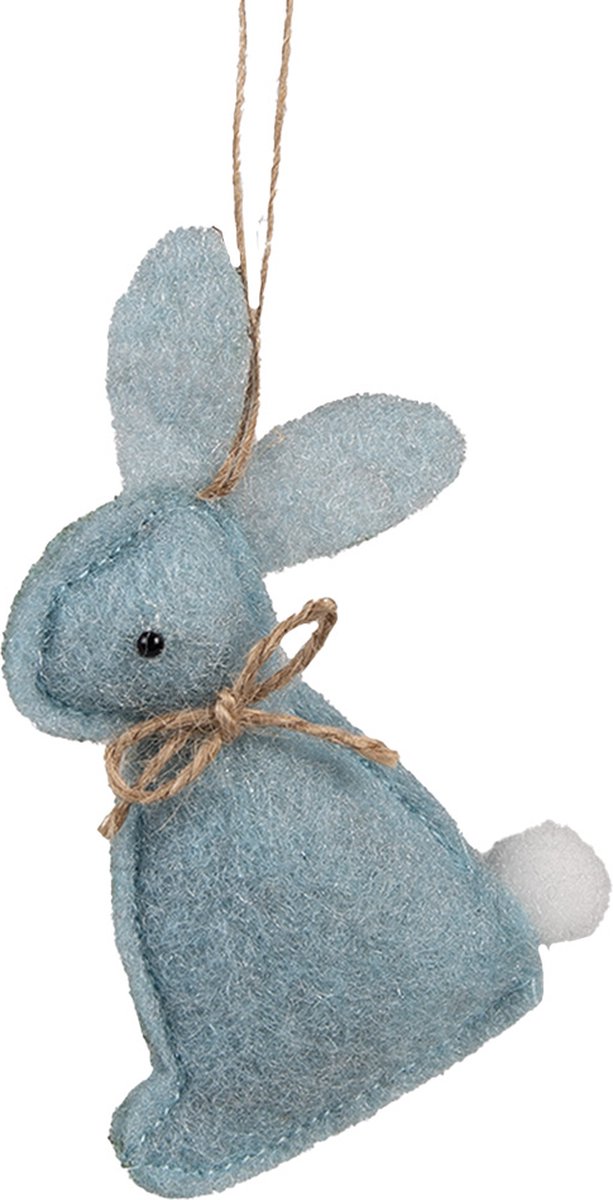 Clayre & Eef Paashanger Konijn 10 cm Blauw Katoen