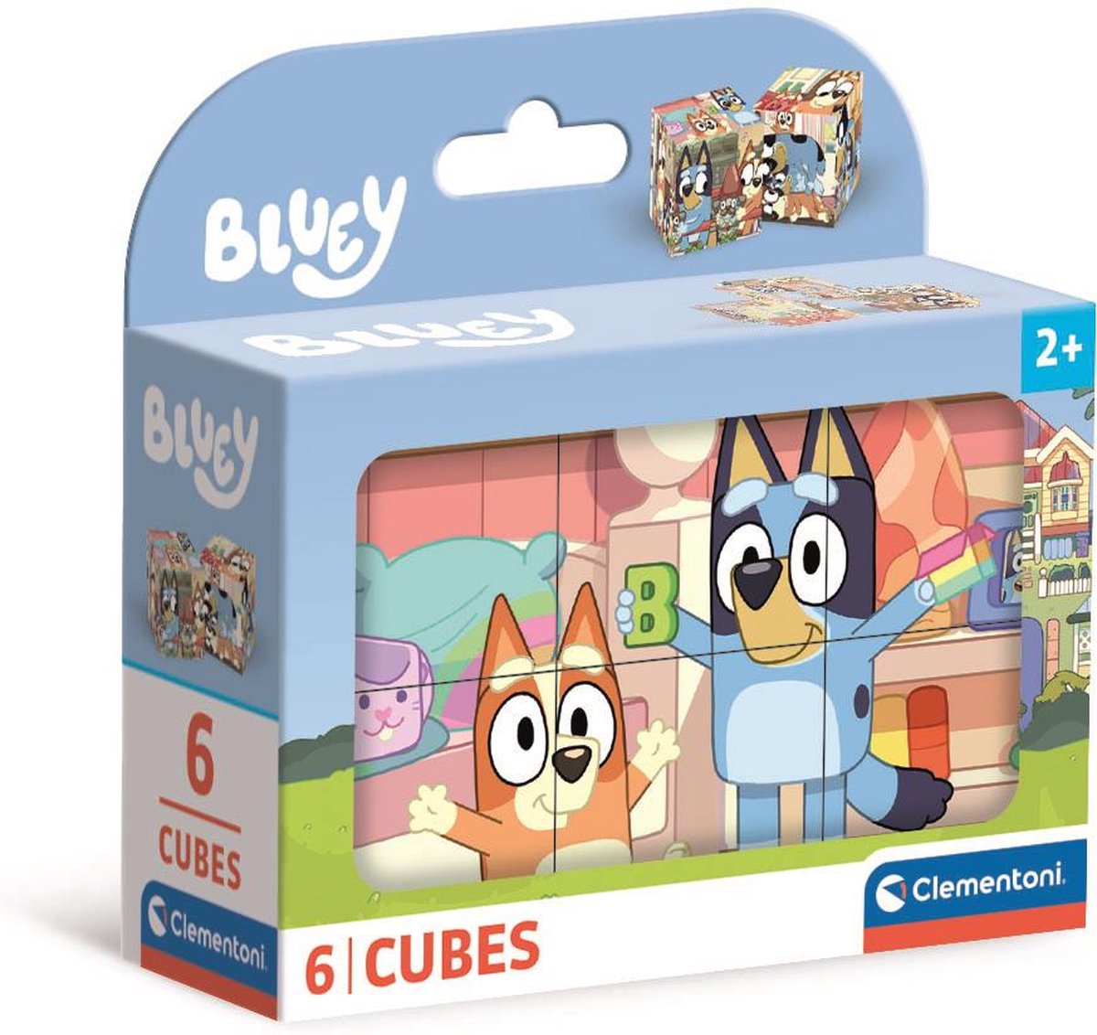 Clementoni - 6 Blokken Puzzel - Bluey - 6 afbeeldingen - Vanaf 2 jaar