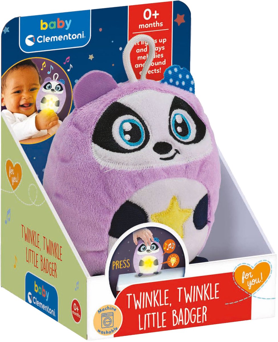 Clementoni - Baby knuffel en nachtlampje - Twinkle Twinkle - Kleine Das - vanaf 0 jaar