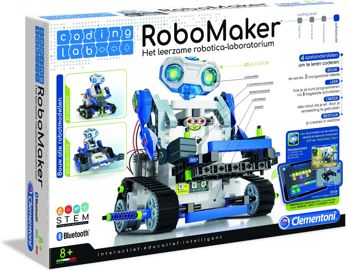 Clementoni - Coding Lab - Robomaker Starter Set - Programmeerbare educatieve Robot - STEM
