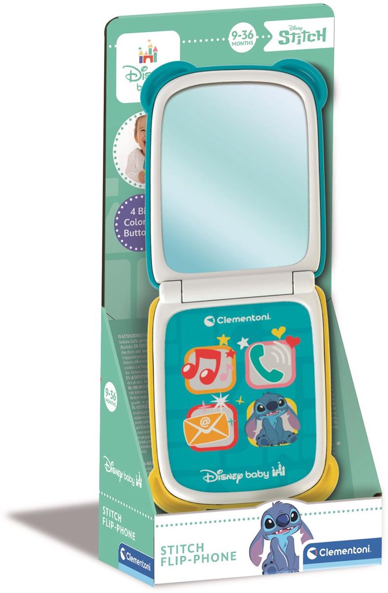 Clementoni - Flip Phone voor Kinderen - Stitch - Interactief Speelgoed - Vanaf 9 maanden