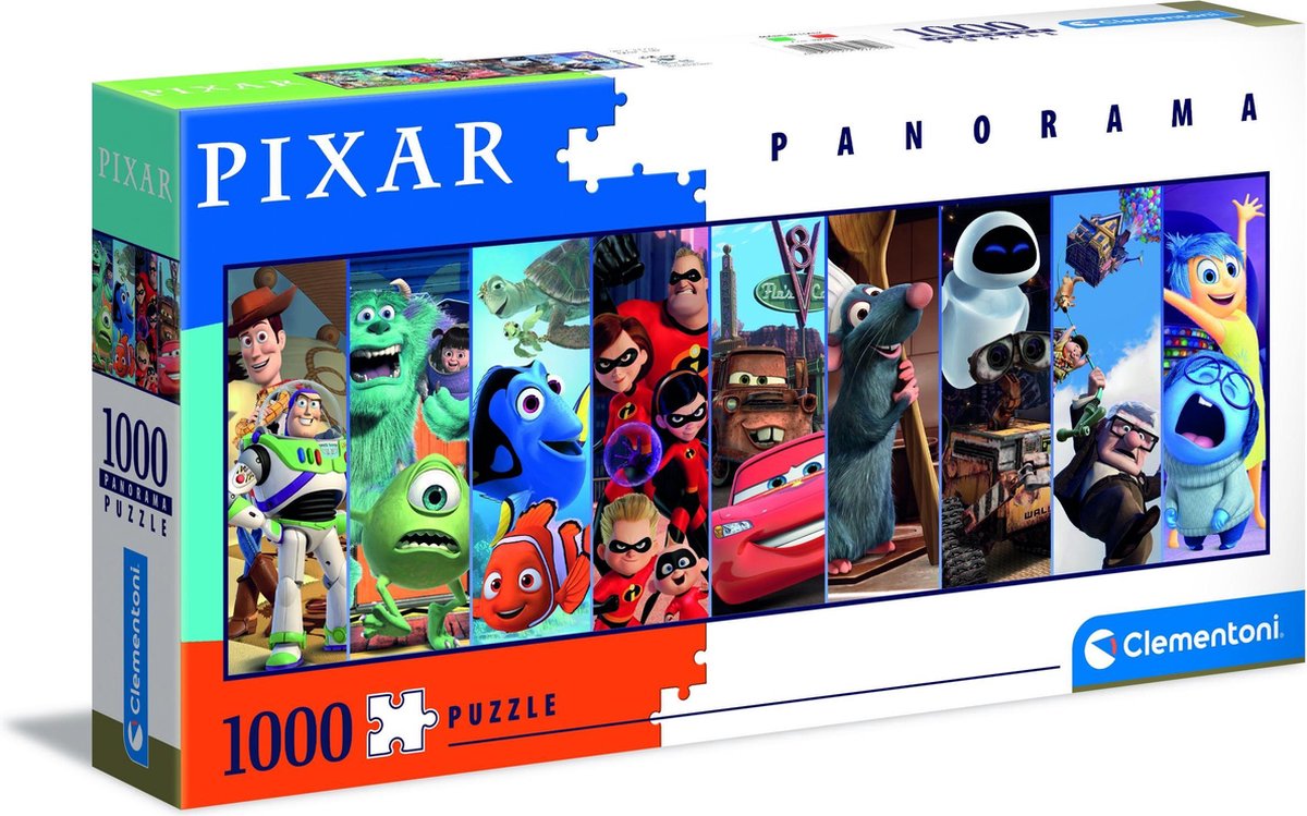 Clementoni - Panorama High Quality Collectie puzzel - Disney Pixar - 1000 stukjes, puzzel volwassenen