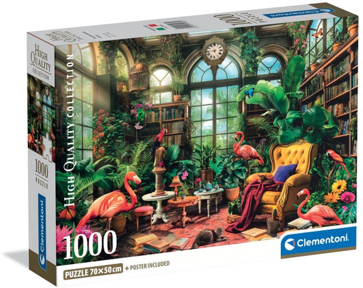 Clementoni - Puzzel - 1000 Stukjes - De Kas Bibliotheek - Puzzel Voor Volwassenen - High Quality Collection