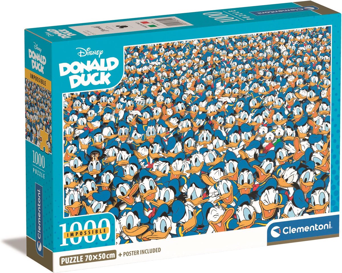 Clementoni - Puzzel - 1000 Stukjes - Impossible Donald Duck Compact - Vanaf 14 jaar