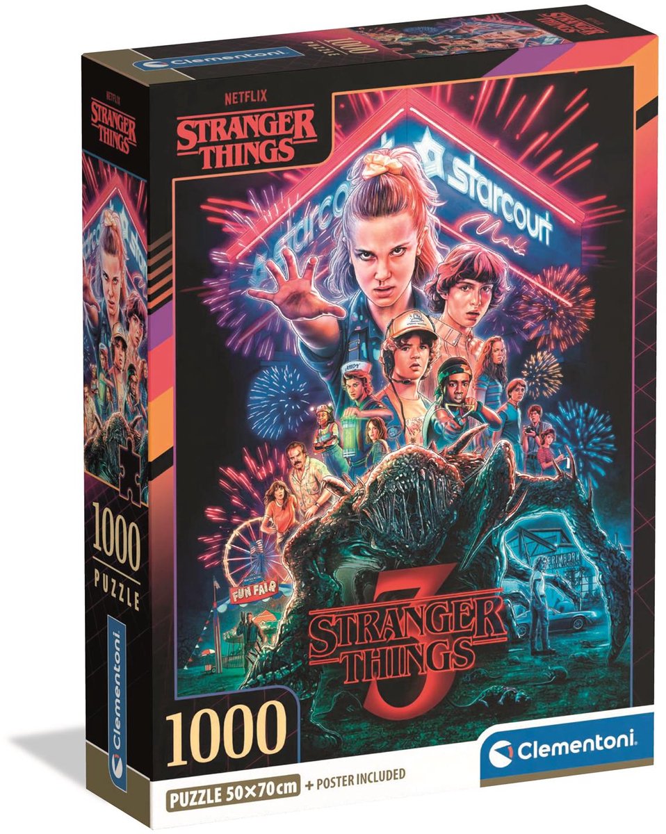 Clementoni - Puzzel - 1000 Stukjes - Stranger Things Seizoen 3 - Puzzel Voor Volwassenen