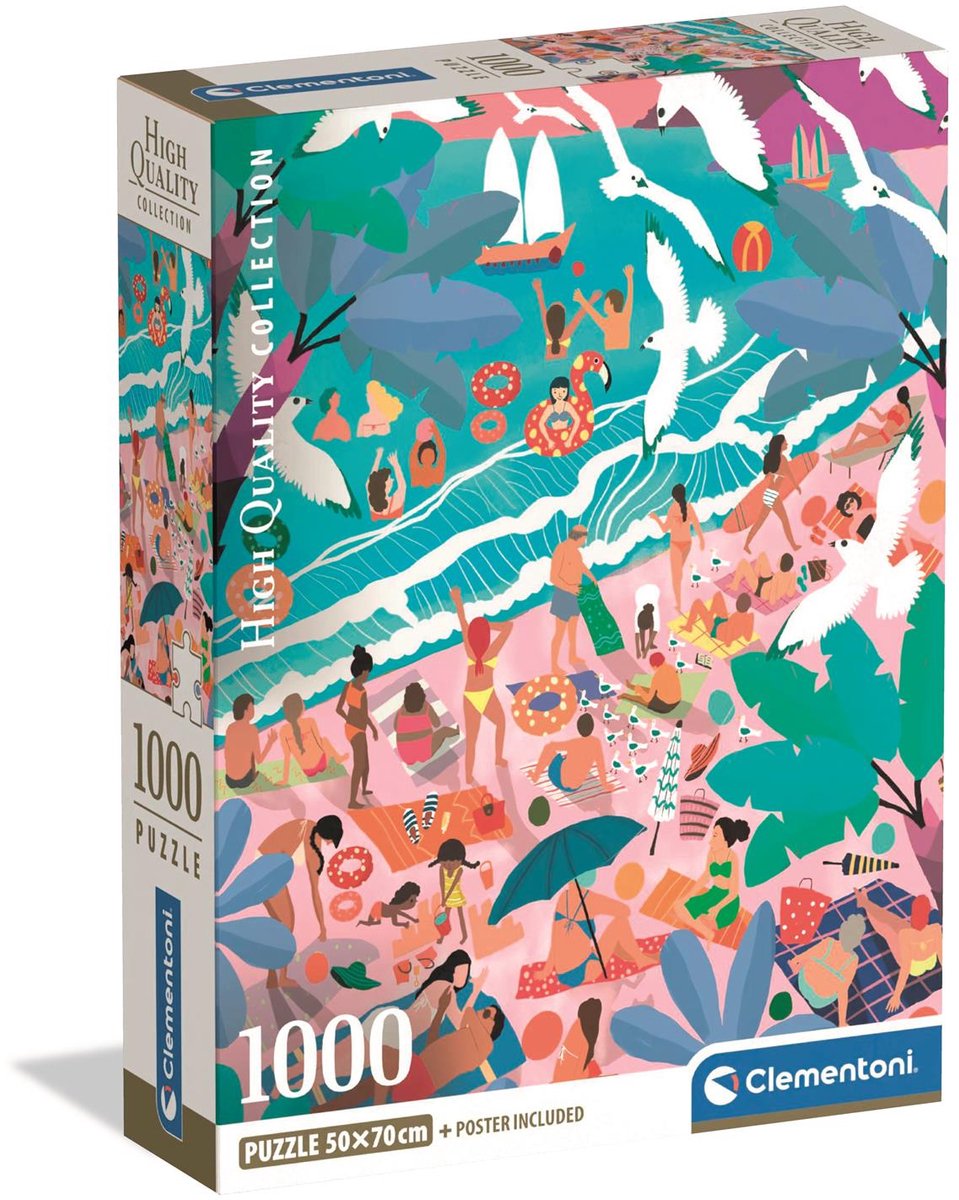 Clementoni - Puzzel - 1000 Stukjes - Zondag Op Het Strand - Puzzel Voor Volwassenen - High Quality Collection
