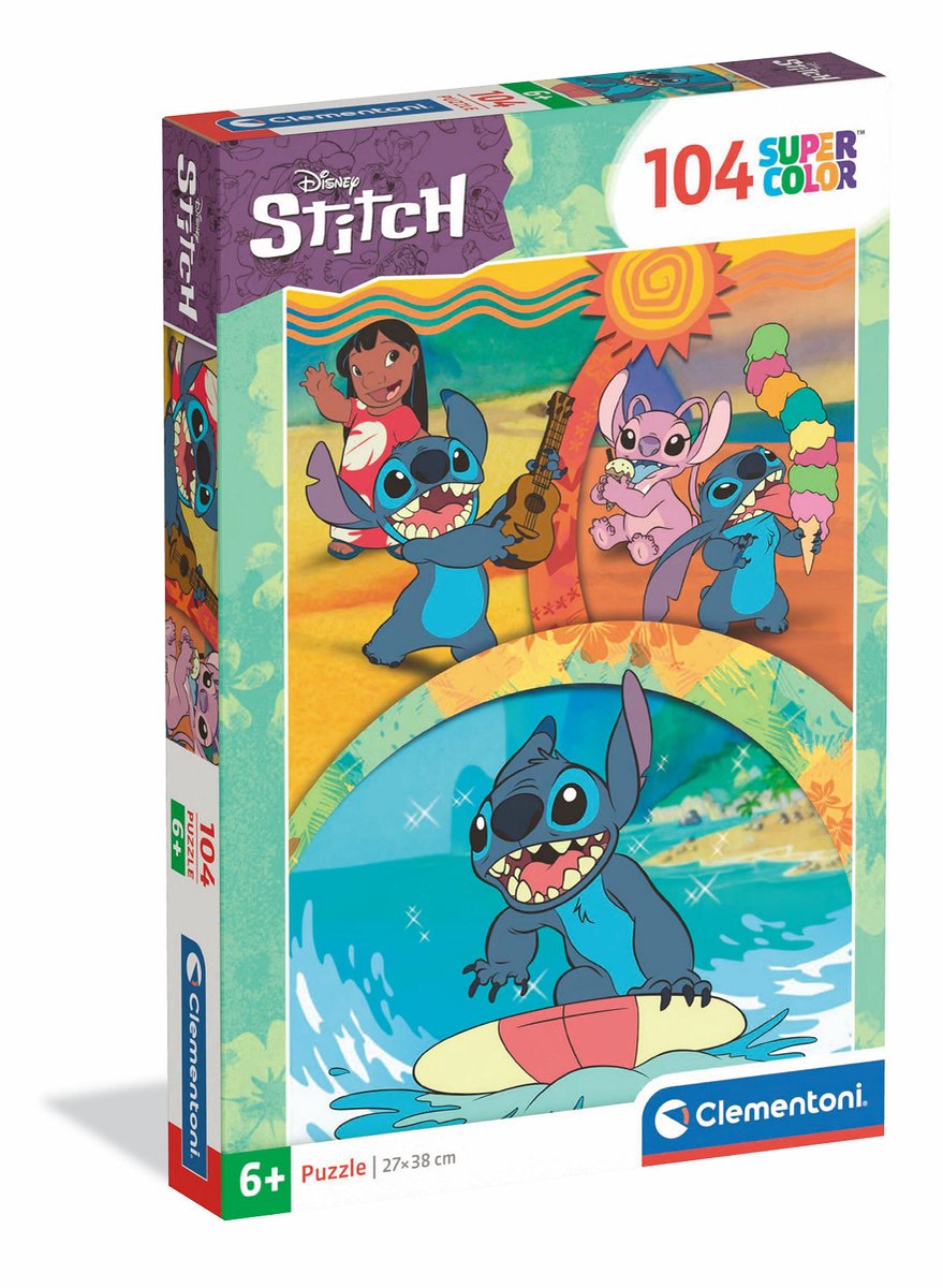 Clementoni - Puzzel - 104 Stukjes - Disney Stitch - Kinderpuzzel - Vanaf 6 jaar