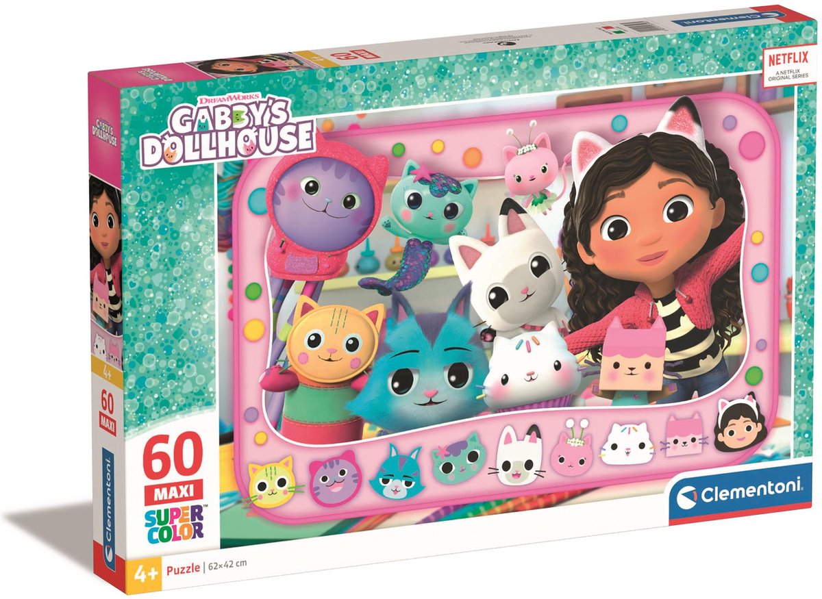 Clementoni - Puzzel - 60 Stukjes - Gabbys Poppenhuis - Kinderpuzzel - Vanaf 4 Jaar
