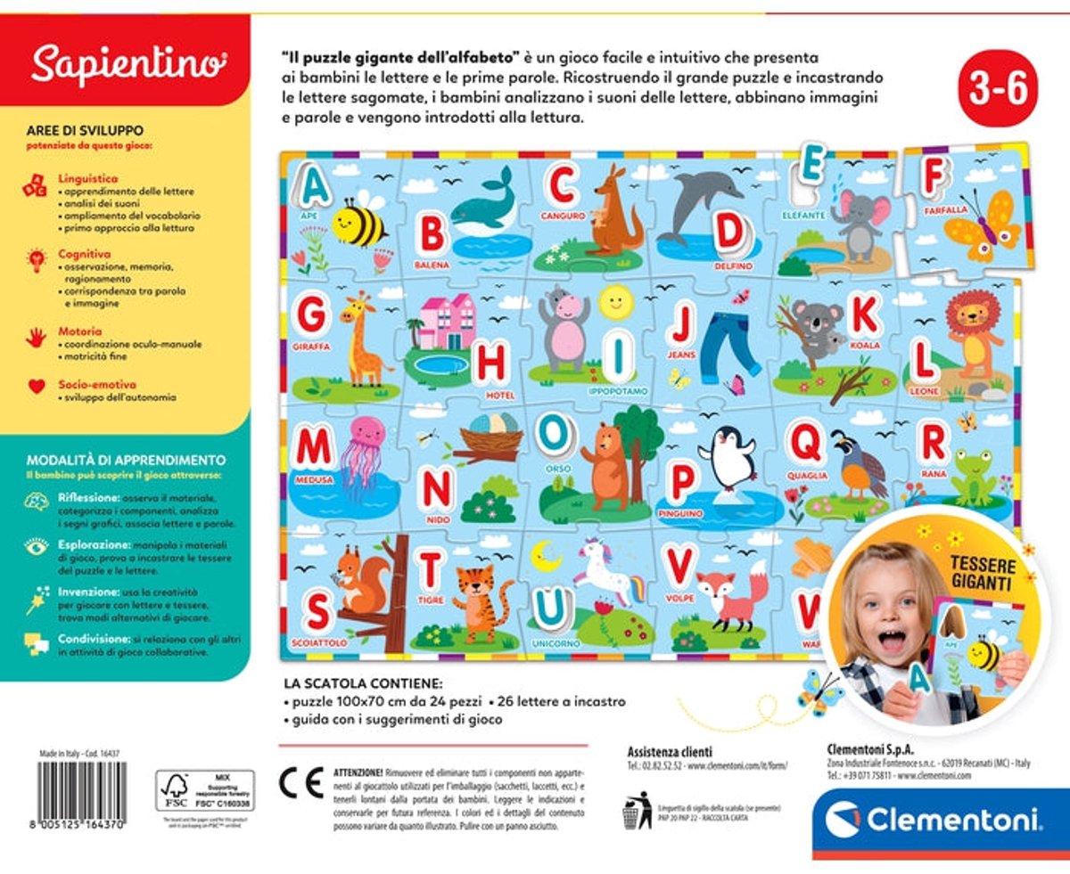 Clementoni 16437 puzzel Contourpuzzel 24 stuk(s) Onderwijs