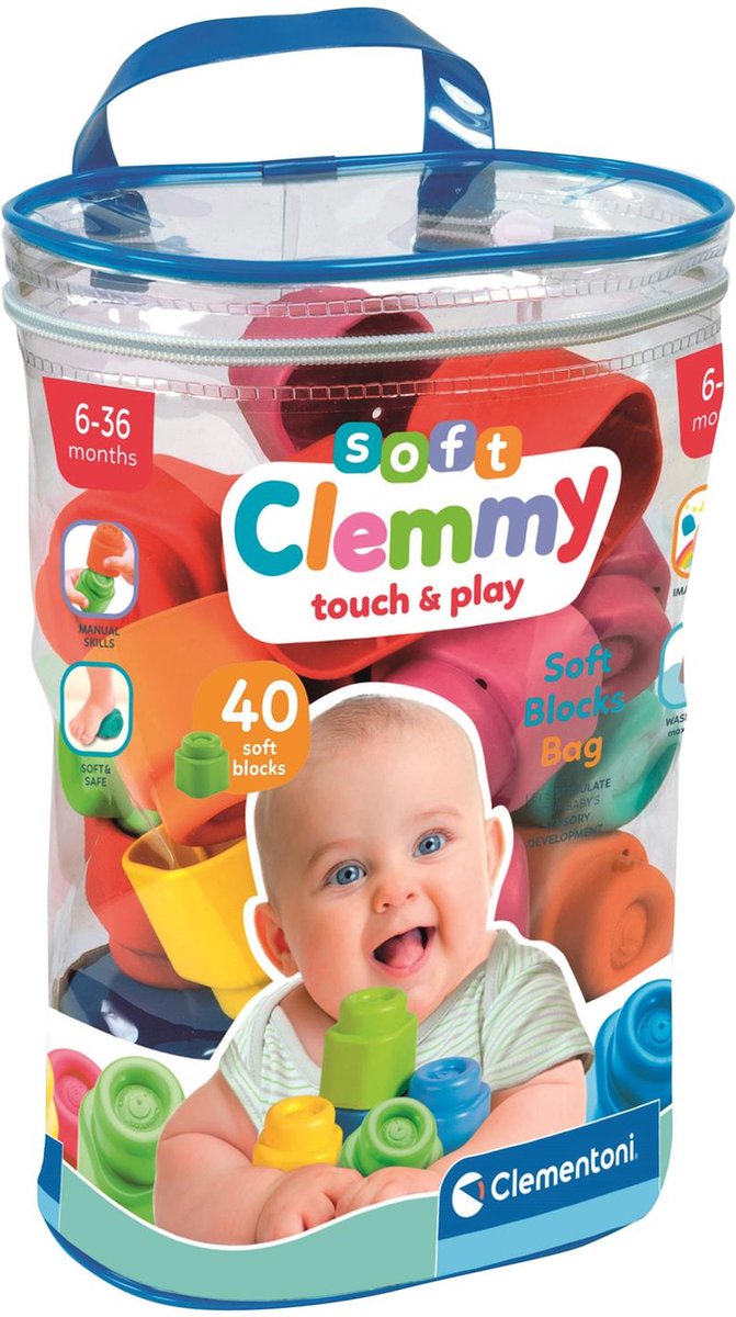 Clementoni Soft Clemmy - Stapelblokken - Baby Blokken - 40 Zachte Speelblokken - 6-36 maanden