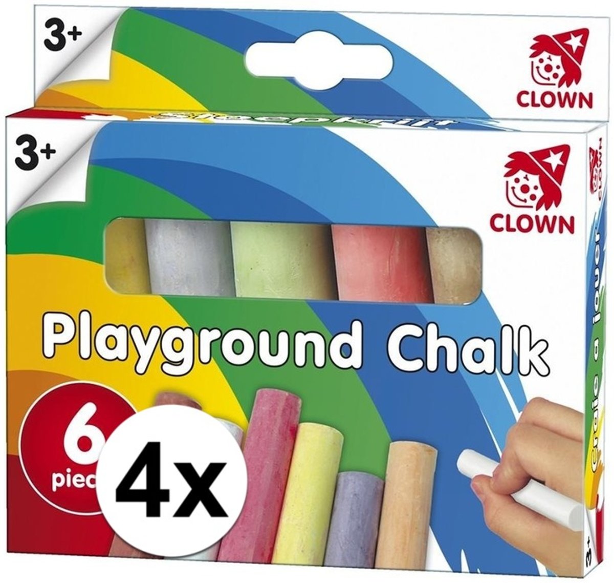 4 x Clown stoepkrijt 6 stuks