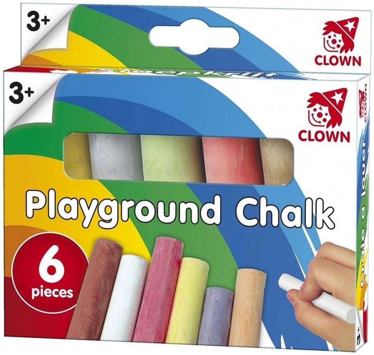 6 Pakjes stoepkrijtjes voor kinderen 6 stuks - Clown stoepkrijt - Buitenspeelgoed