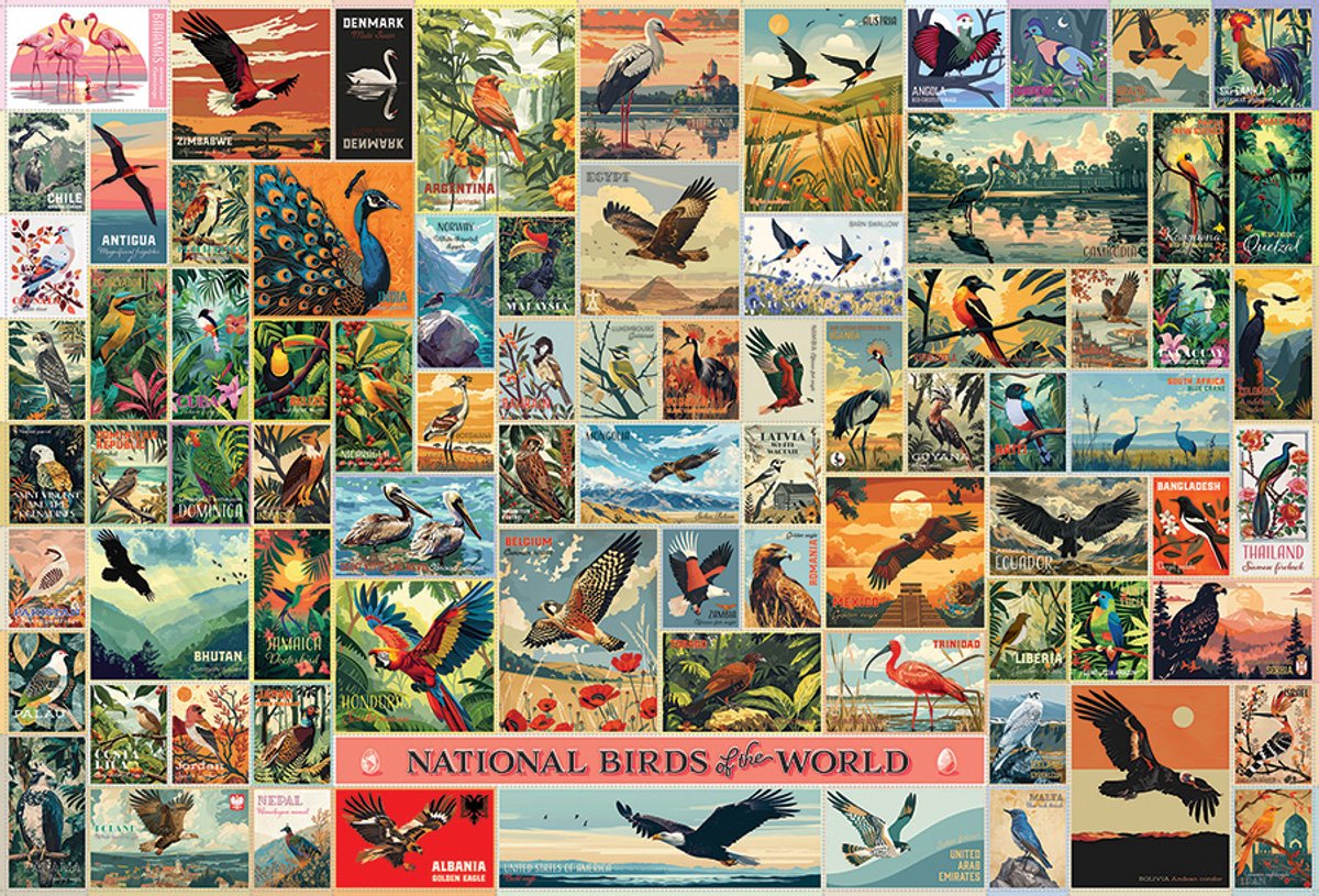 Cobble Hill legpuzzel vogels - National Birds of the World 2000 stukjes.