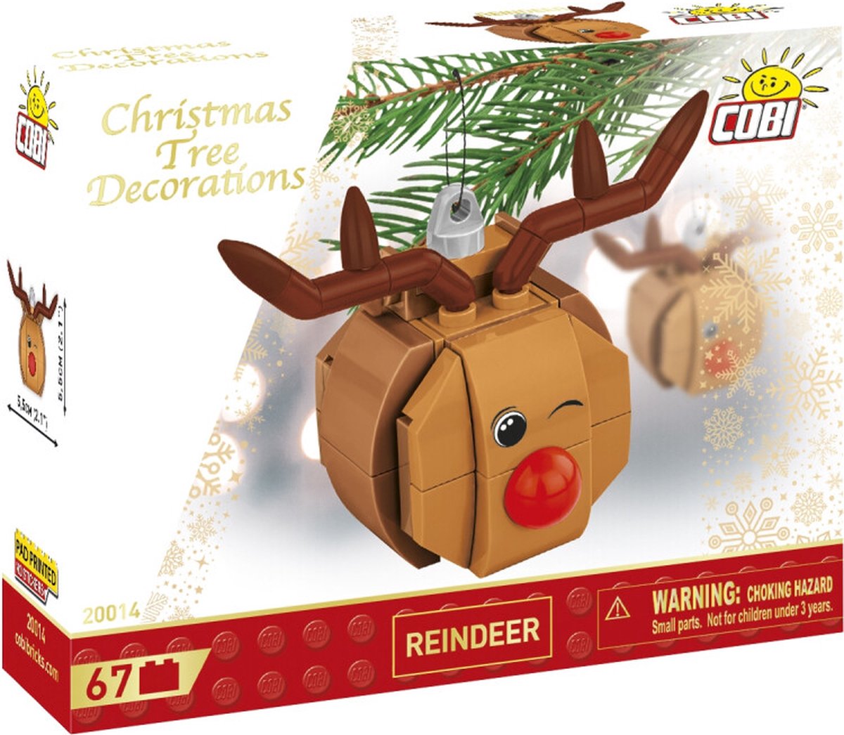 COBI Kerstboomdecoratie - Rendier met rode neus - COBI-20014