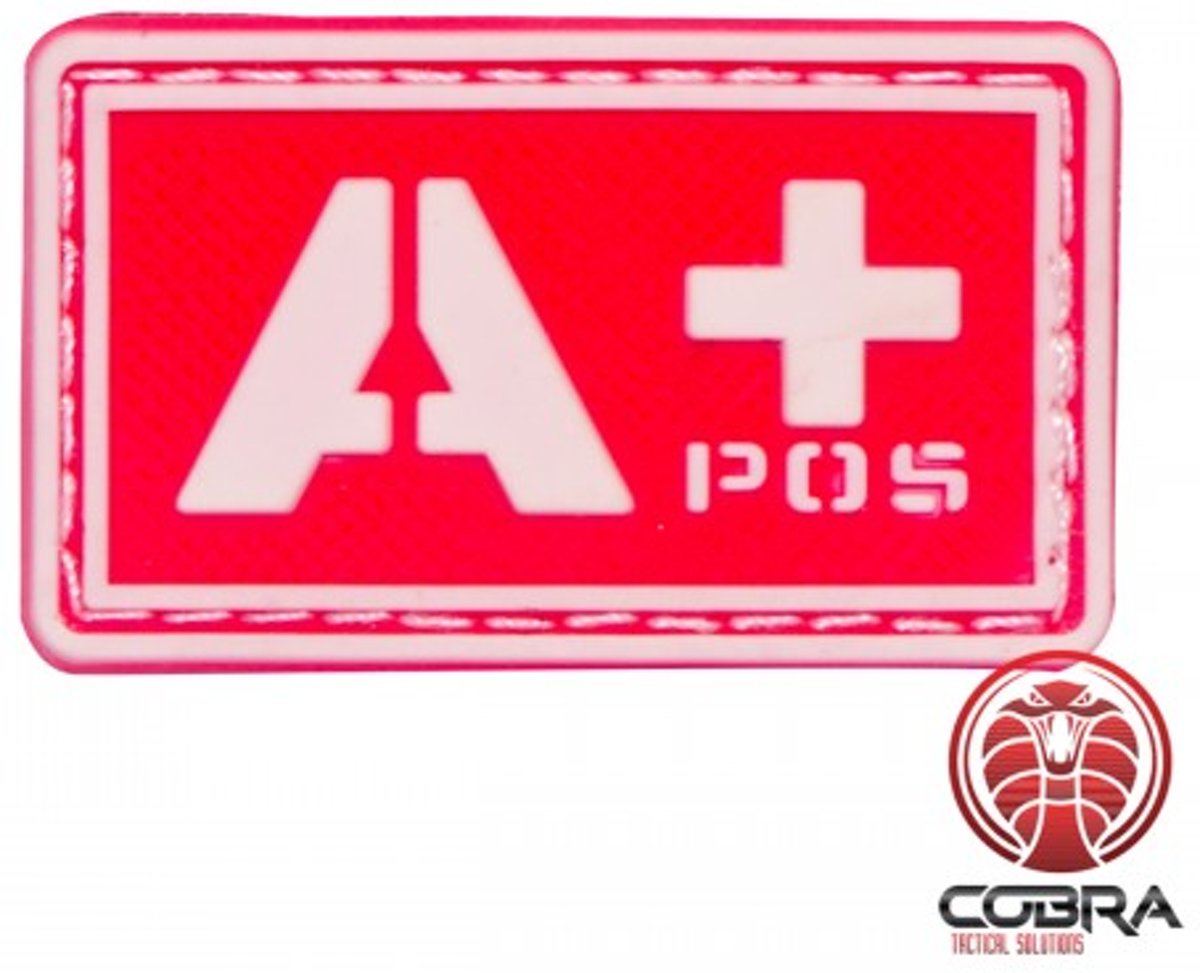 A+ POS blood type 3D PVC Military patch red with velcro