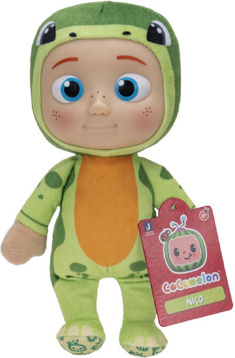 Cocomelon Dino Nico knuffel - 20 cm - Pluche met kunststof hoofd