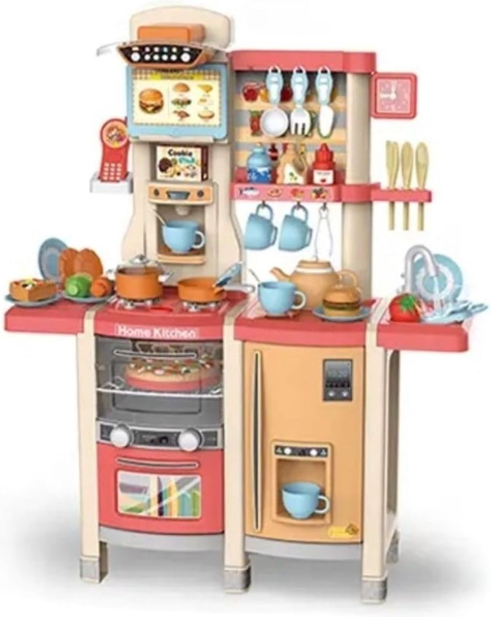 Coemo Susi Kinderkeuken – Realistische speelkeuken met 65 accessoires, licht- en geluidseffecten, en een waterpomp. Perfect voor creatief en educatief speelplezier vanaf 3 jaar - Blau