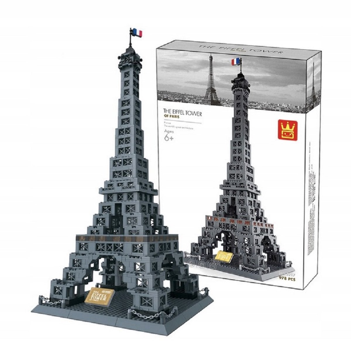 COIL Modelbouwpakketten, Architectuurmodel, Constructiespeelgoedblokken, Speelgoedbouwstenen, De Eiffeltoren in Parijs, 976 onderdelen