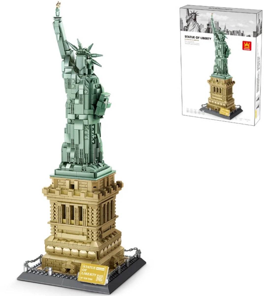 COIL Modelbouwpakketten, Architectuurmodel, Constructiespeelgoedblokken, Speelgoedbouwstenen, Vrijheidsbeeld in New York, Vrijheidsbeeld, 1409 onderdelen