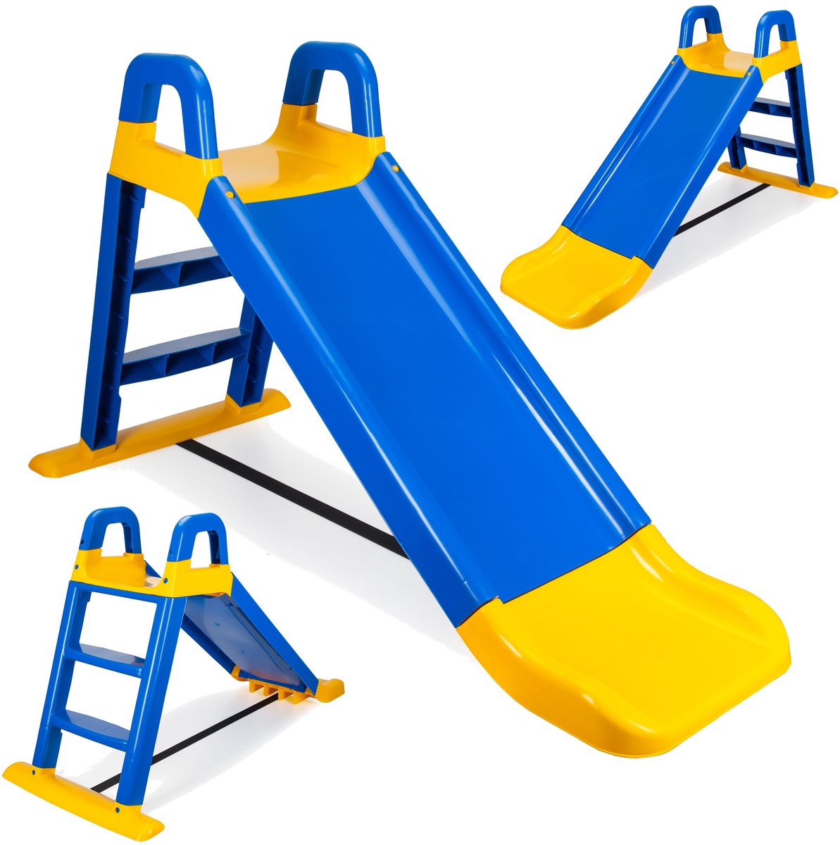 COIL kinderglijbaan, Vrijstaande glijbaan met Trap, Binnen- en buitenspeelgoed, 140cm, vanaf 18 maanden, blauw en geel