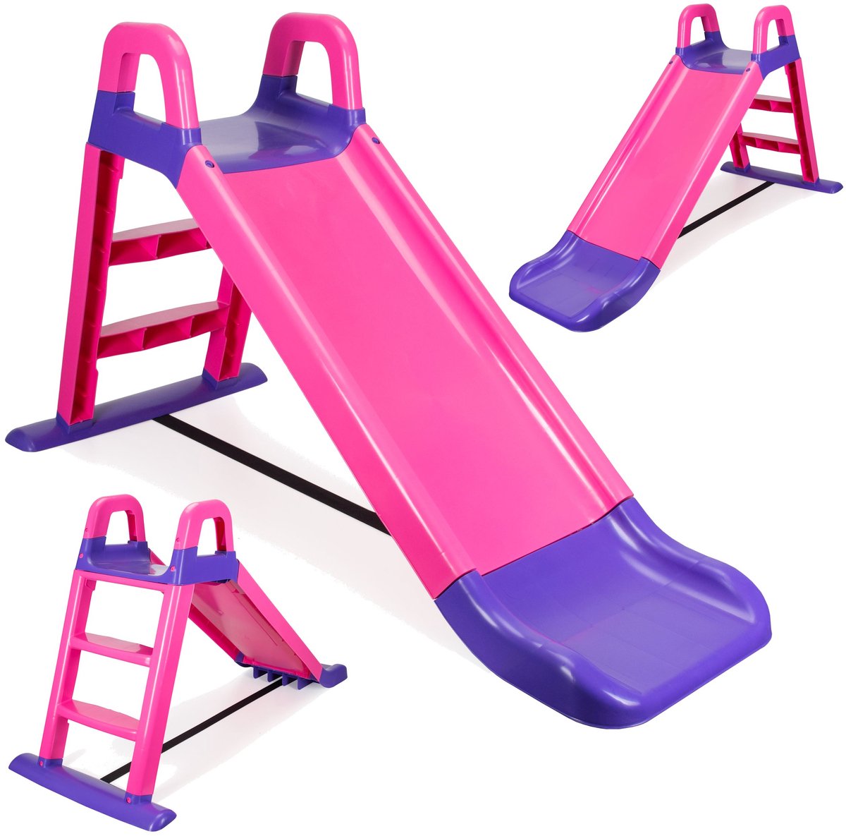 COIL kinderglijbaan, Vrijstaande glijbaan met Trap, Binnen- en buitenspeelgoed, 140cm, vanaf 18 maanden, roze en paars