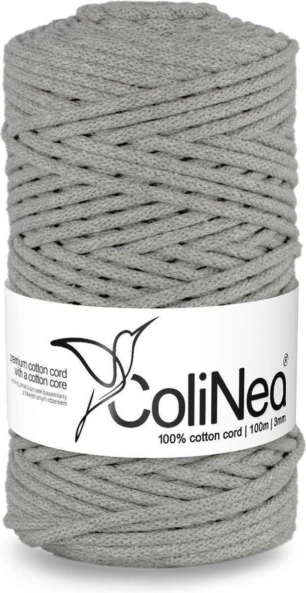 ColiNea - Touw - katoenen - koord - Katoenkoord - macramé - 3 mm x 100 m - grijs