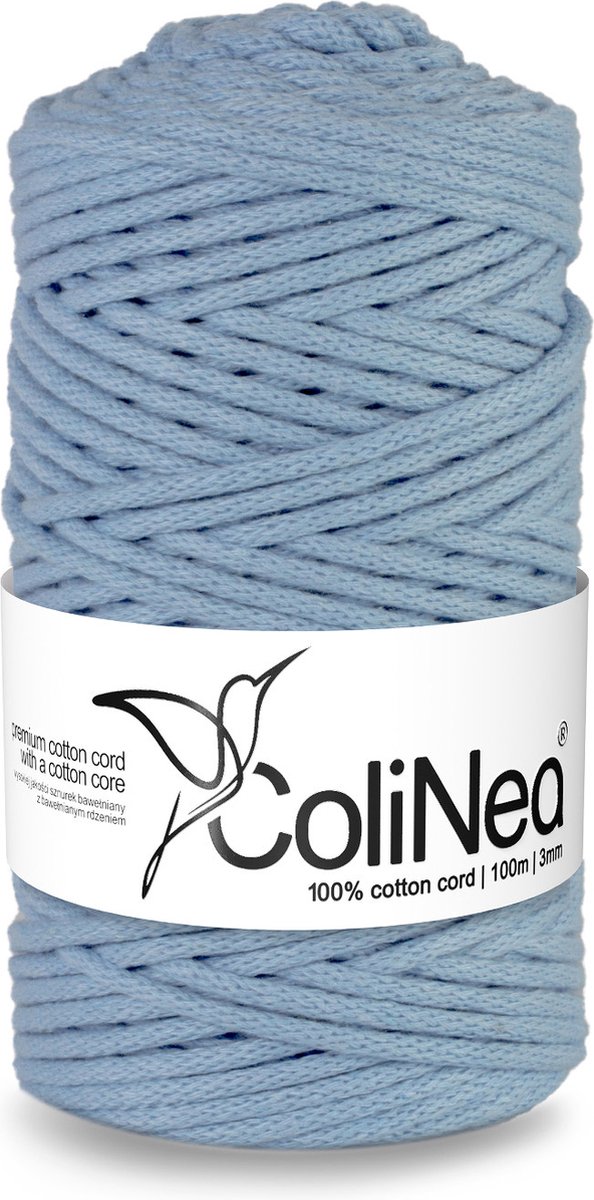 ColiNea - Touw - katoenen - koord - Katoenkoord - macramé - 3 mm x 100 m - licht blauw
