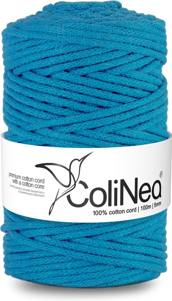 ColiNea - Touw - katoenen - koord - Katoenkoord - macramé - 5 mm x 100 m - Blauw