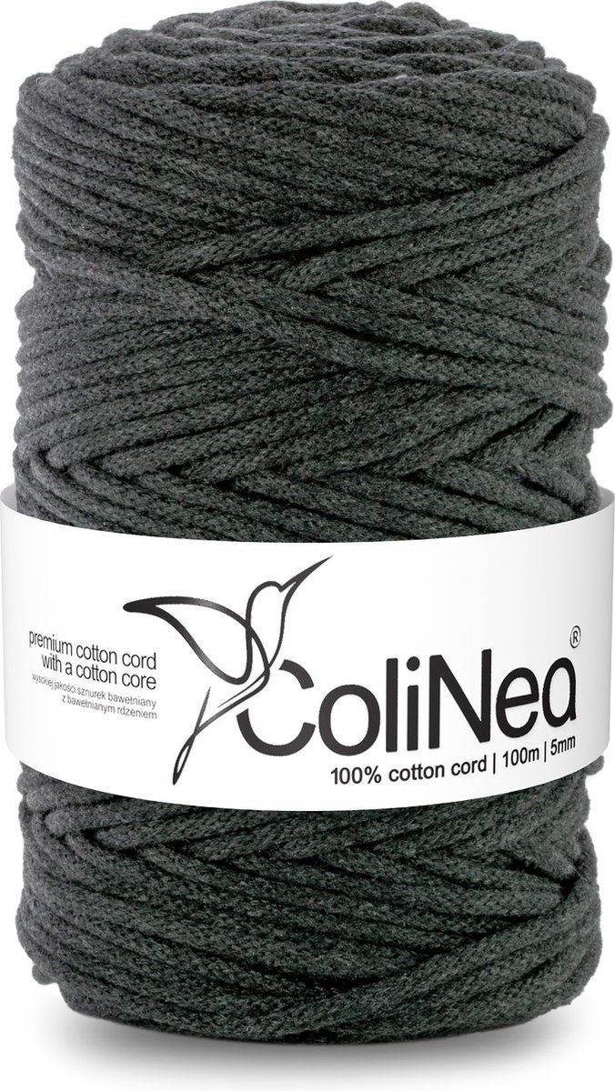ColiNea - Touw - katoenen - koord - Katoenkoord - macramé - 5 mm x 100 m - antraciet