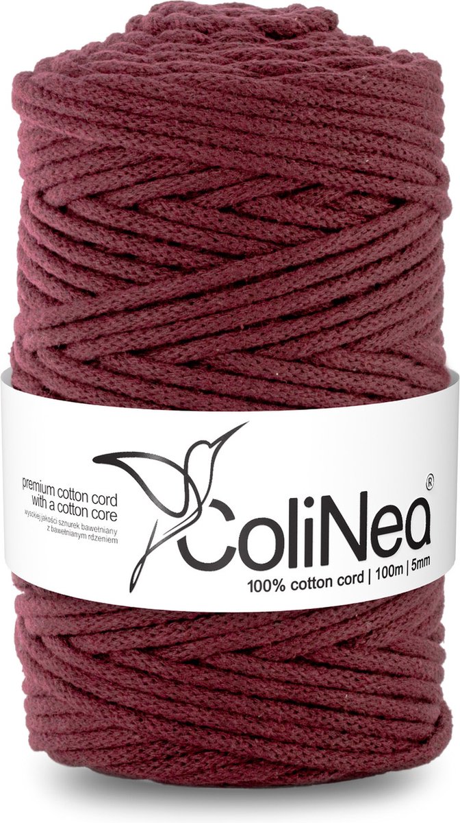 ColiNea - Touw - katoenen - koord - Katoenkoord - macramé - 5 mm x 100 m - bordeauxrood