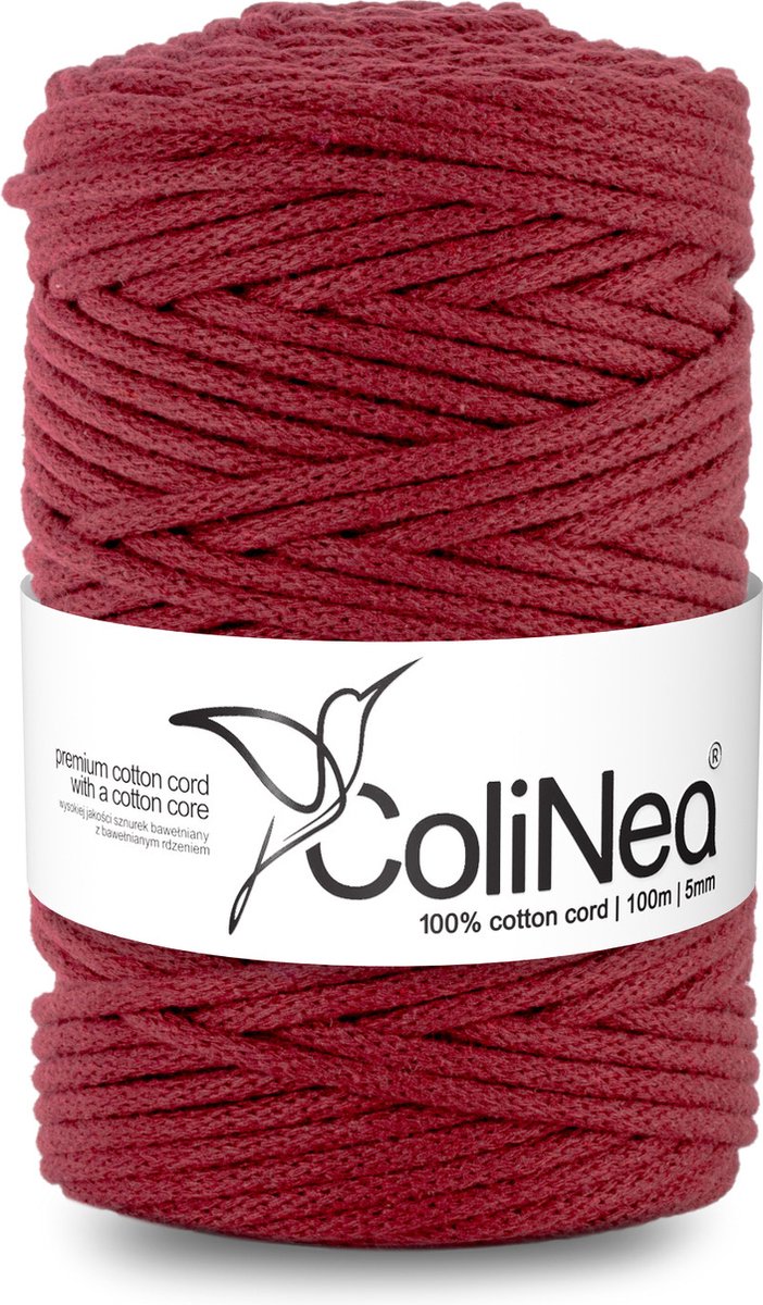 ColiNea - Touw - katoenen - koord - Katoenkoord - macramé - 5 mm x 100 m - donker rood