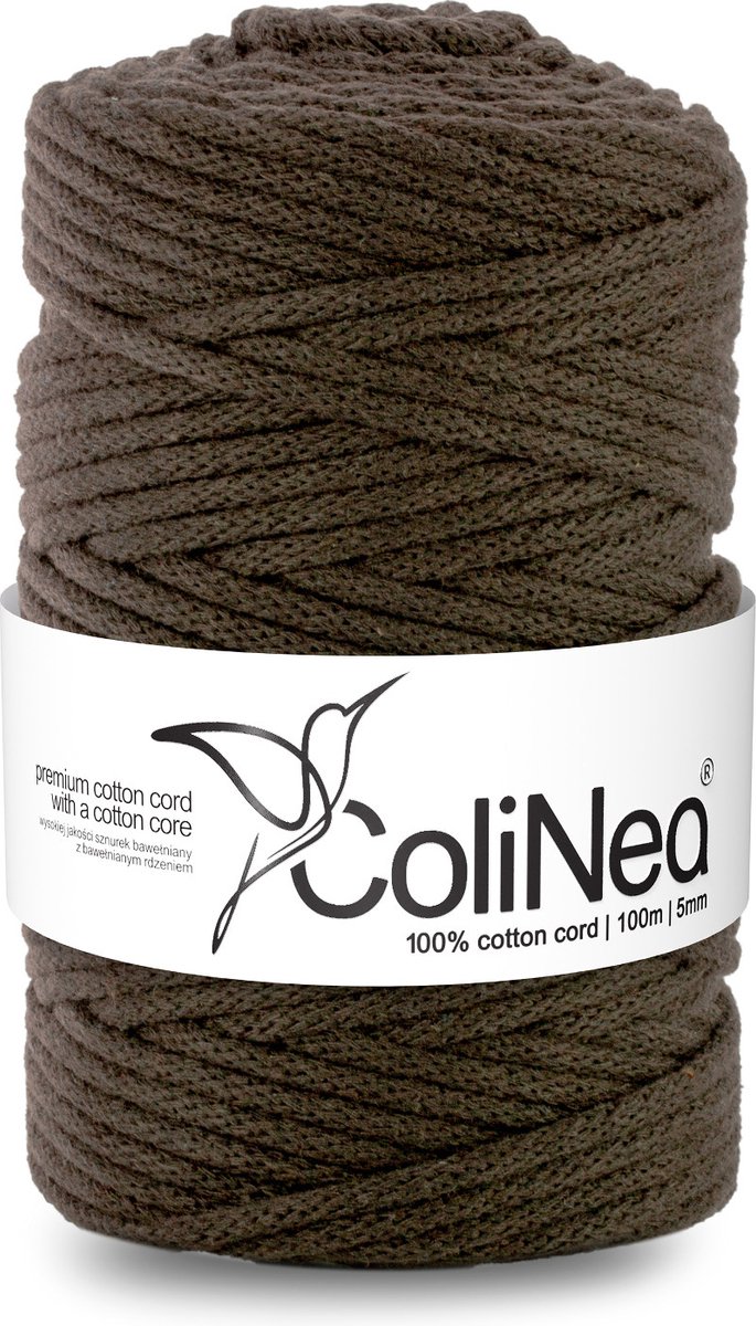 ColiNea - Touw - katoenen - koord - Katoenkoord - macramé - 5 mm x 100 m - donkerbruin