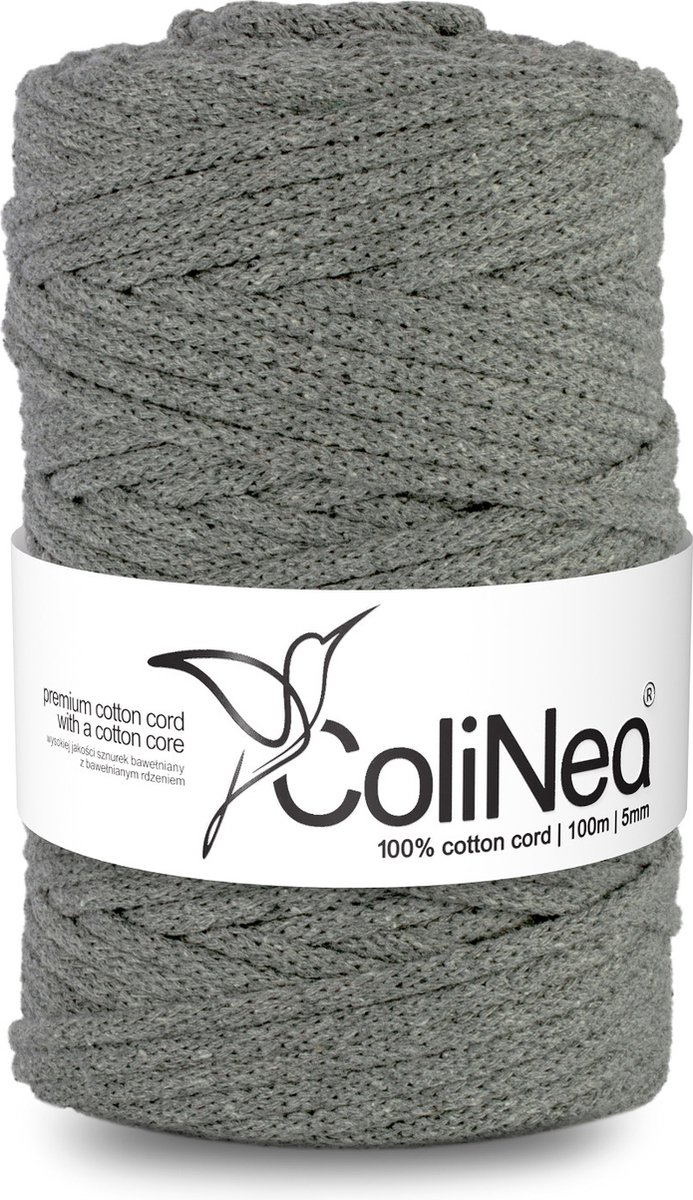 ColiNea - Touw - katoenen - koord - Katoenkoord - macramé - 5 mm x 100 m - donkergrijs