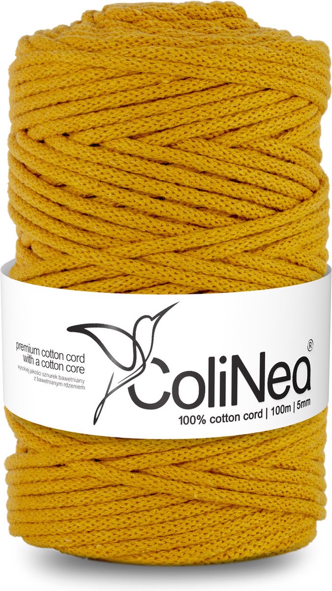 ColiNea - Touw - katoenen - koord - Katoenkoord - macramé - 5 mm x 200 m - donker geel