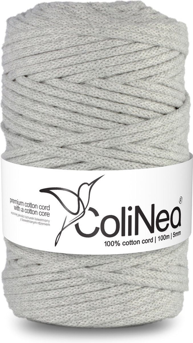 ColiNea - Touw - katoenen - koord - Katoenkoord - macramé - 5 mm x 200 m - lichtgrijs