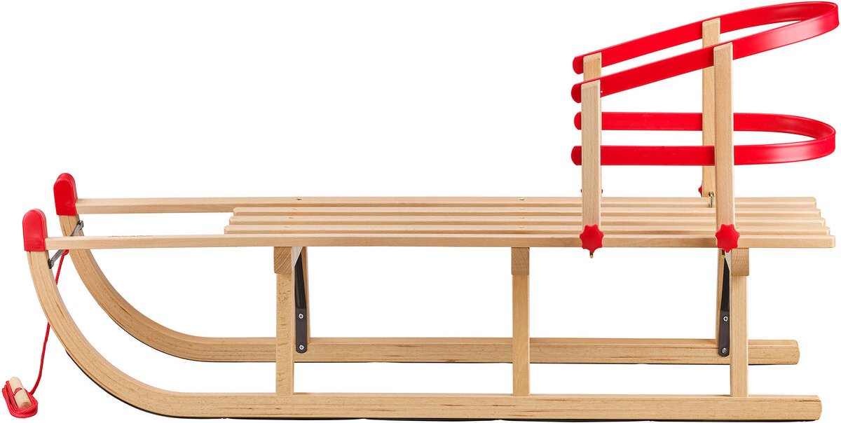 VT Sport - Houten   met Rugleuning Rood - 110cm - Incl. Trektouw - Made in EU