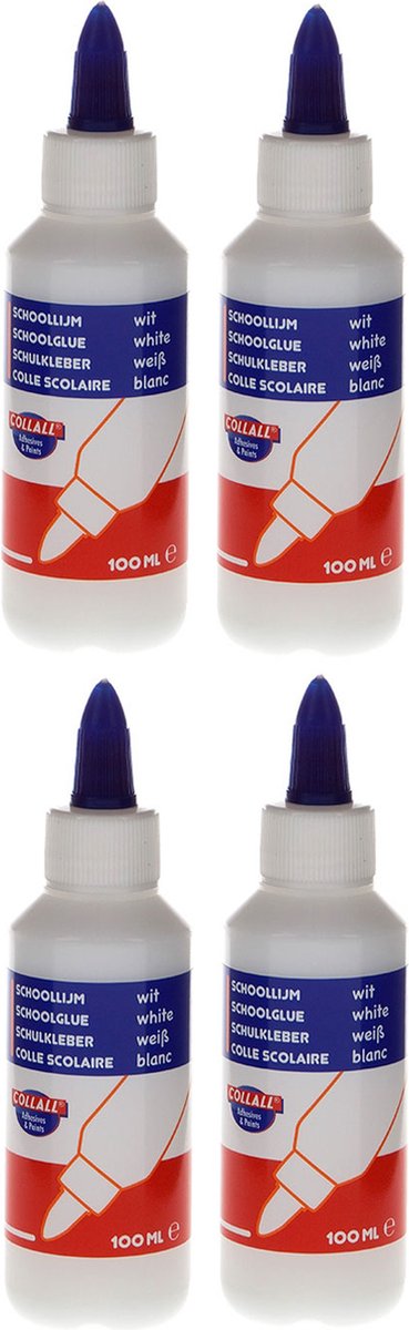 4x Schoollijm Wit - Totaal 400ml -  