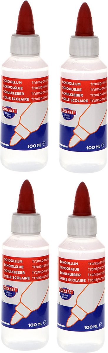 4x Schoollijm transparant - Totaal 400ml -  