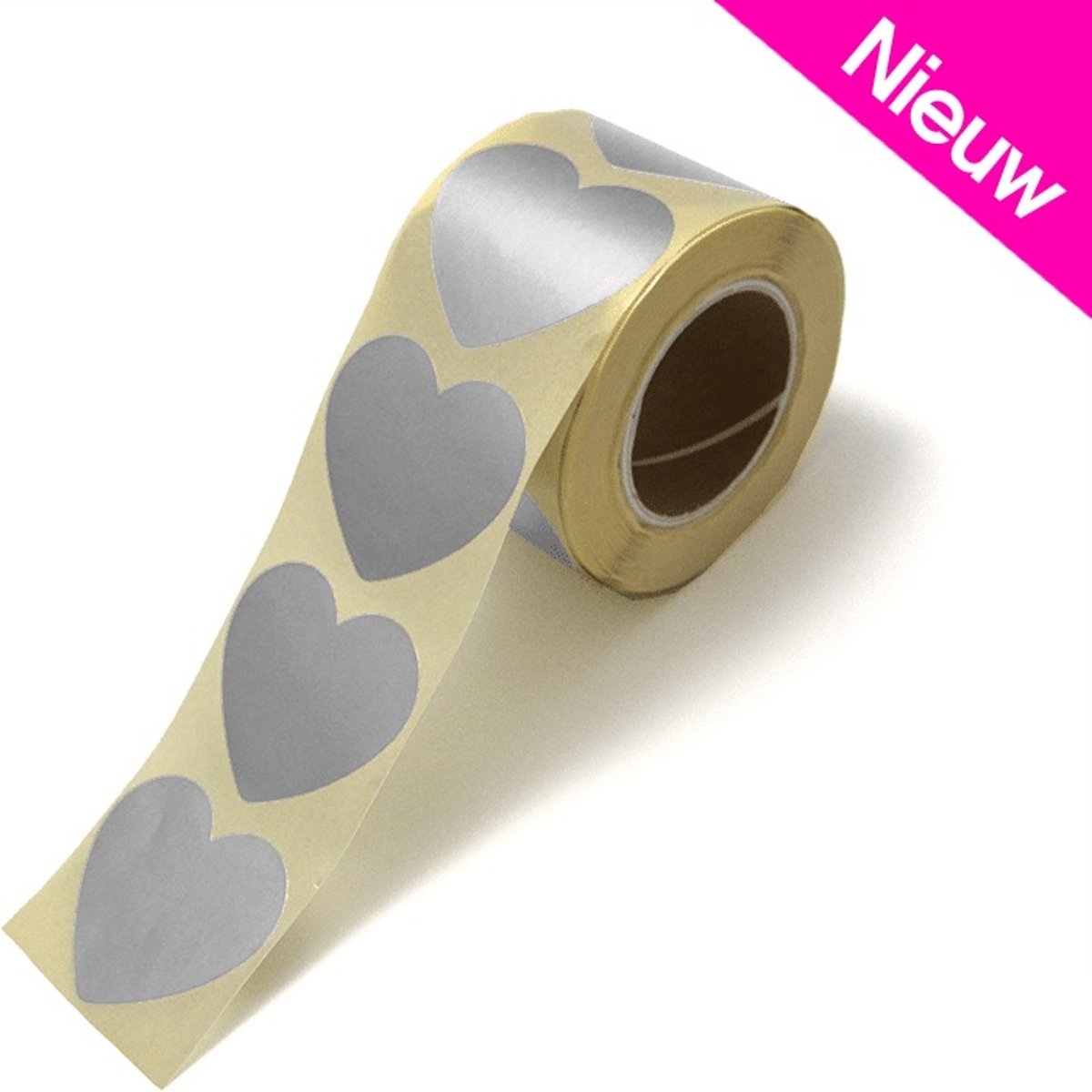 Stickers hartjes zilver per 50