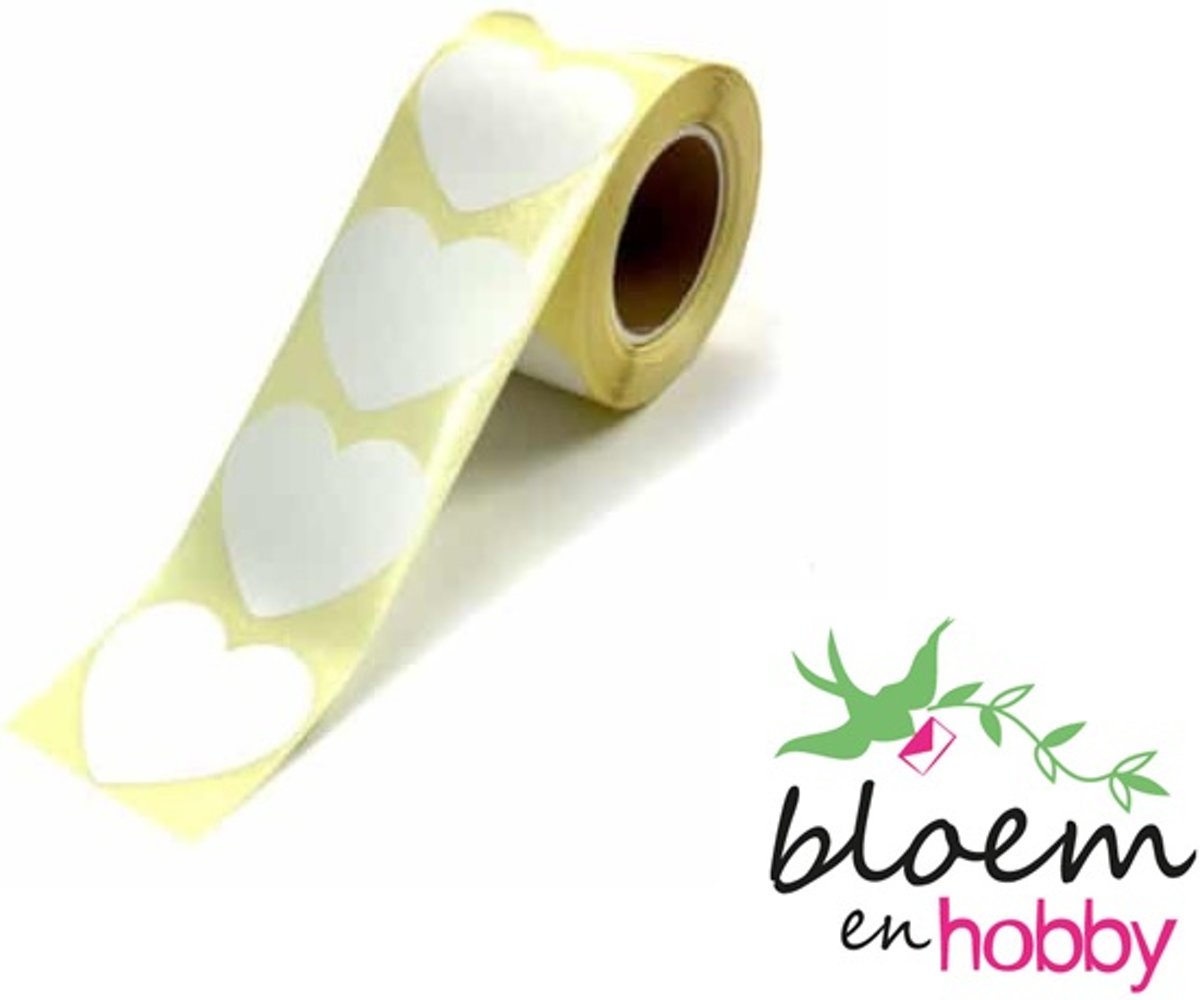 Witte hartjes stickers per 50 stuks