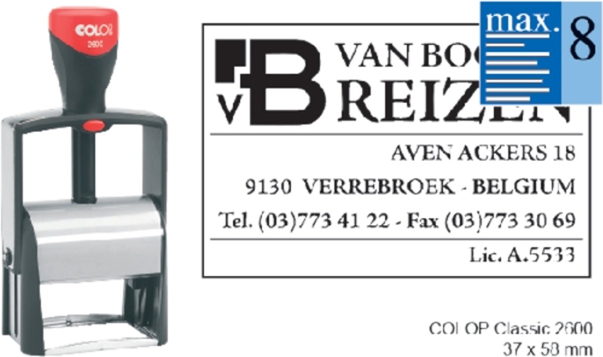 Tekststempel colop 2600 classic bon 8r 58 x 37 mm